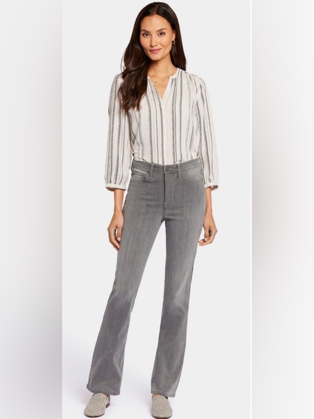 NYDJ Billie Mini Boot Cut High Rise Gray Sure Stretch Denim Jeans Size 12